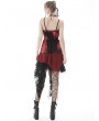 Dark in Love Red Gothic Punk Rock Irregular Net Dye Strap Irregular Dress