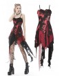 Dark in Love Red Gothic Punk Rock Irregular Net Dye Strap Irregular Dress
