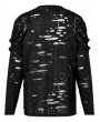 Punk Rave Black Gothic Punk Daily Wear Knitted Broken Holes Long Sleeve T-Shirt for Men