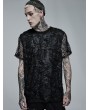 Punk Rave Black Gothic Daily Wear Knitted Broken Holes Short Sleeve T-Shirt for Men