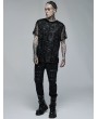 Punk Rave Black Gothic Daily Wear Knitted Broken Holes Short Sleeve T-Shirt for Men