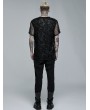 Punk Rave Black Gothic Daily Wear Knitted Broken Holes Short Sleeve T-Shirt for Men