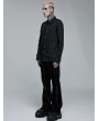 Punk Rave Black Gothic Punk Asymmetric Long Sleeve Shirt for Men