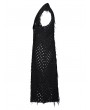 Punk Rave Black Gothic Punk Rivet Broken Holes Long Vest for Men