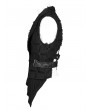 Punk Rave Black Gothic Punk Hollow Out Rivet Belt Asymmetric Vest for Men