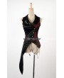Punk Rave Black and Red Asymmetrical Gothic Punk Vest for Women