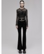 Punk Rave Black Gothic Dark Printed Velvet Flared Pants for Women