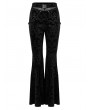 Punk Rave Black Gothic Dark Printed Velvet Flared Pants for Women