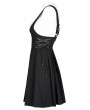 Punk Rave Black Gothic Pleated Strap Short Daily Wear Dress