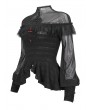 Eva Lady Black Gothic Lace Applique Beading Long Sleeve Shirt for Women