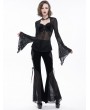 Eva Lady Black Gothic Sexy Vintage Transparent Long Trumpet Sleeve Shirt for Women