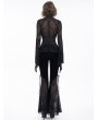 Eva Lady Black Gothic Sexy Vintage Transparent Long Trumpet Sleeve Shirt for Women