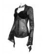 Eva Lady Black Gothic Sexy Vintage Transparent Long Trumpet Sleeve Shirt for Women