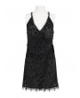 Eva Lady Black Gothic Sexy Lace Deep V-Neck Short Dress