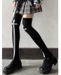 Black Gothic Opaque Velvet Cross Over-the-Knee High Socks