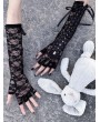 Black Gothic Punk Cool Retro Lace-Up Long Gloves