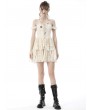 Dark in Love Ivory Gothic Steampunk Off-the-Shoulder Princess Lace Frilly Short Dress