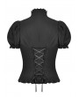 Dark in Love Black Retro Gothic Short Puff Sleeve Daily Wear Blouse for Women