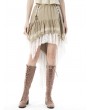 Dark in Love Brown and White Gothic Steampunk Asymmetrical Dove Tail Skirt