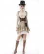 Dark in Love Brown and White Gothic Steampunk Asymmetrical Dove Tail Skirt