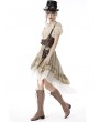 Dark in Love Brown and White Gothic Steampunk Asymmetrical Dove Tail Skirt