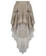 Dark in Love Brown and White Gothic Steampunk Asymmetrical Dove Tail Skirt