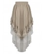 Dark in Love Brown and White Gothic Steampunk Asymmetrical Dove Tail Skirt
