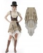 Dark in Love Brown and White Gothic Steampunk Asymmetrical Dove Tail Skirt