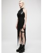 Punk Rave Black Sexy Gothic Punk Asymmetric Long Dress with Detachable Leg Loops