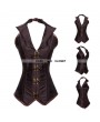 Brown Halter Brocade Steampunk Overbust Corset