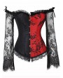 Red/White/Black Sexy Lace Long Sleeve Overbust Gothic Corset