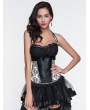 Black Retro Halter Patterned Overbust Gothic Corset
