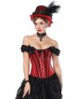 Black and Red Gothic Off-the-Shoulder Sequined Overbust Burlesque Corset