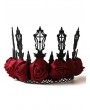 Black Gothic Red Rose Bridal Vintage Crown Headdress