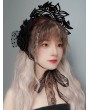 Black Lace Flower Vintage Gothic Lolita Bonnet Hat