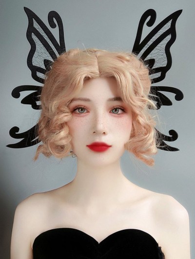 Black Gothic Halloween Witch Big Butterfly Hairpin
