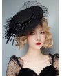 Black Vintage Gothic Rose Tulle Witch Cosplay Hat Headdress