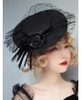 Black Vintage Gothic Rose Tulle Witch Cosplay Hat Headdress