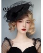 Black Gothic Vintage Tulle Flower Halloween Hat Headdress