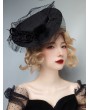Black Gothic Vintage Tulle Flower Halloween Hat Headdress