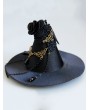 Black Gothic Lace Flower Chain Witch Hat Headdress