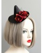 Gothic Red Rose Black Halloween Party Witch Hat Headdress