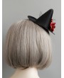 Gothic Red Rose Black Halloween Party Witch Hat Headdress