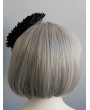 Black Gothic Lace Flower Blue Faux Crystal Prom Costume Hat Headdress