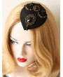 Black Lace Crystal Ribbon Flower Gothic Hat Headdress