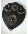 Black Lace Crystal Ribbon Flower Gothic Hat Headdress