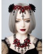 Black and Red Gothic Vampire Cosplay Cross Pendant Headdress
