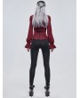 Devil Fashion Red Gothic Elegant Flower Long Sleeve Blouse for Women