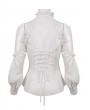 Devil Fashion White Elegant Gothic Sexy Off-the-Shoulder Long Sleeve Shirt for Women