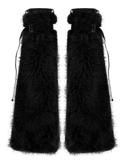 Punk Rave Black Gothic Punk Cool Girl Hairy Leg Warmer
